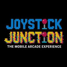 Logo for Joystick Junction arcade experience with retro pixel art style.