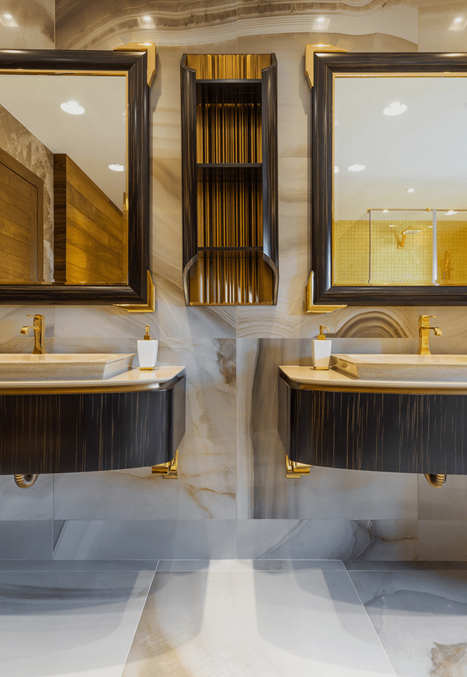 Elegant bathroom mirrors and sinks